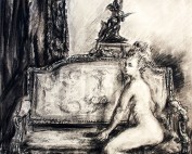 Femme nue assise sur un canapé par Louise Hervieu