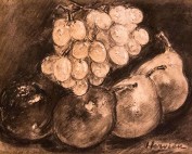 Pomme poires et grappe de raisins par Louise Hervieu